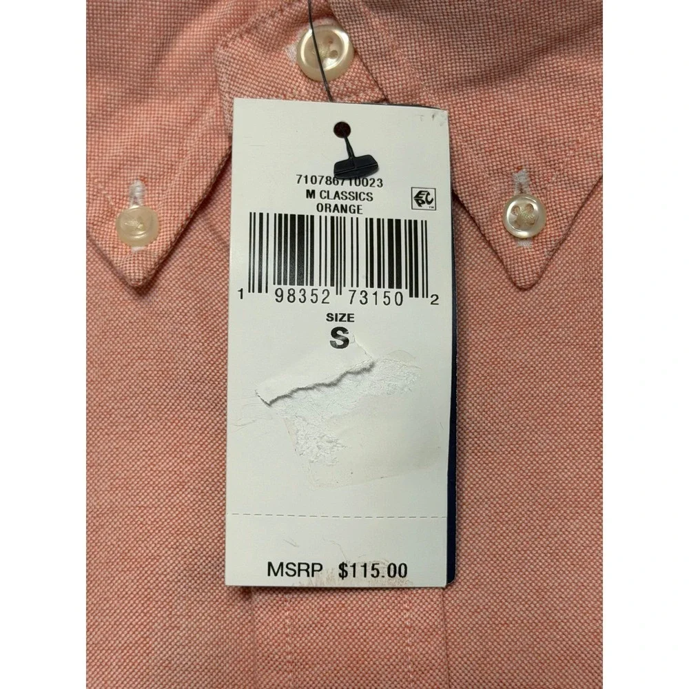 Polo Ralph Lauren Mens Classic Fit Short Sleeve Oxford Shirt Orange Sz Small